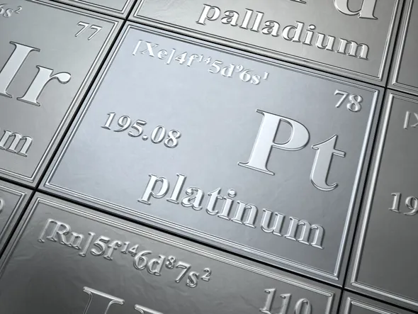 Chemisches Symbol für Platin auf dem Periodensystem der Elemente – symbolisiert Wissenschaft, Edelmetalle oder hochwertige Materialien. 